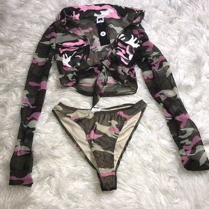 Camo long sleeve bathing suit